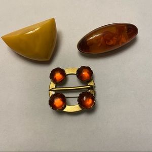 Trio of Amber Pins